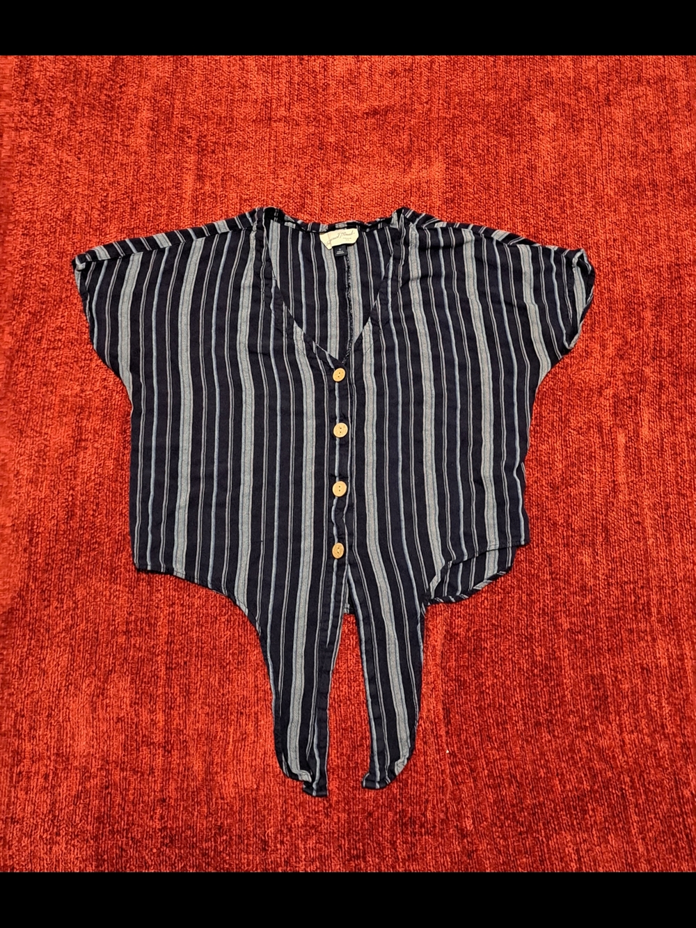Universal Thread Navy and White Vertical Stripe Top